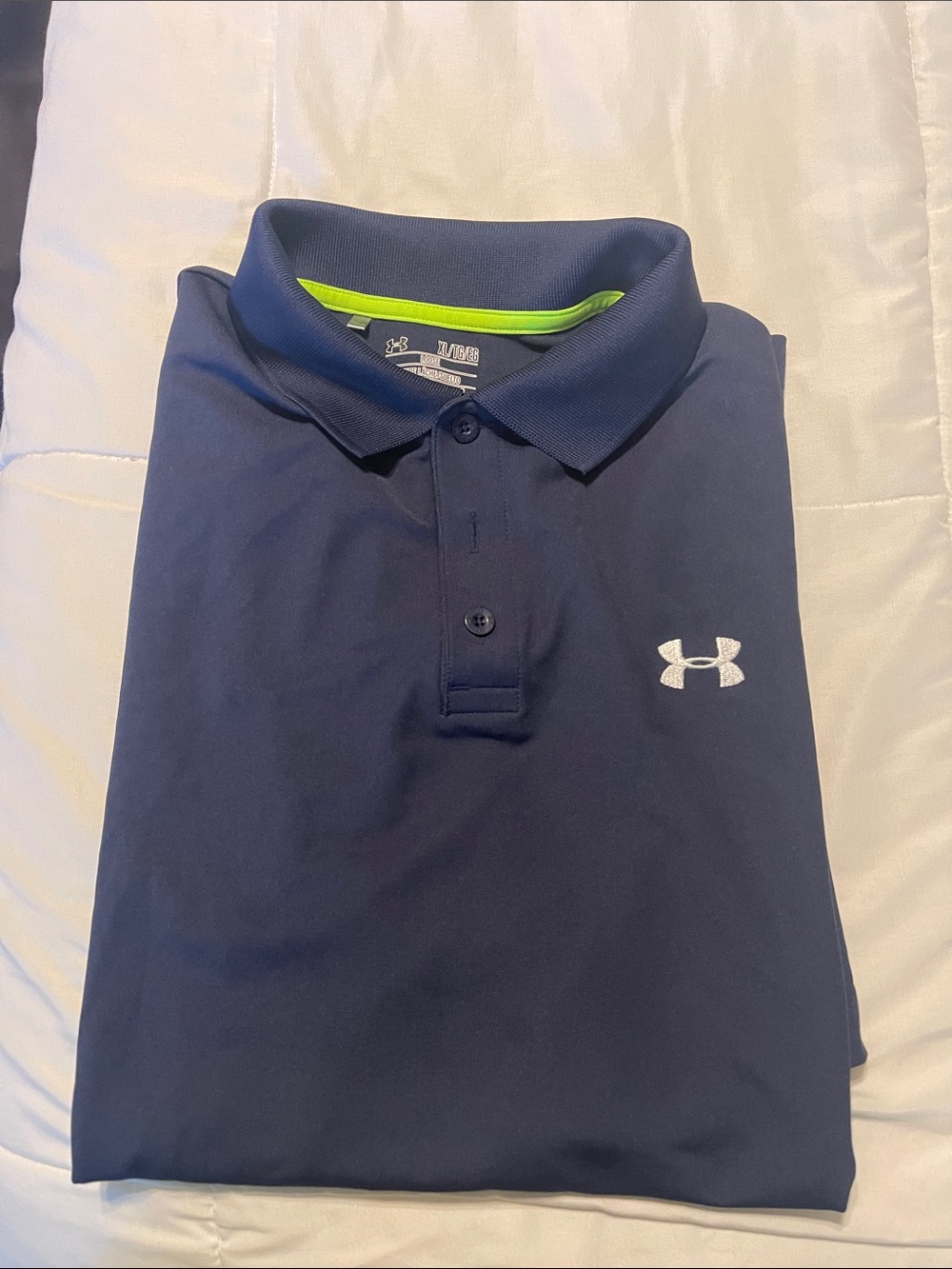 Under Armour Navy Polo with Lime Accent